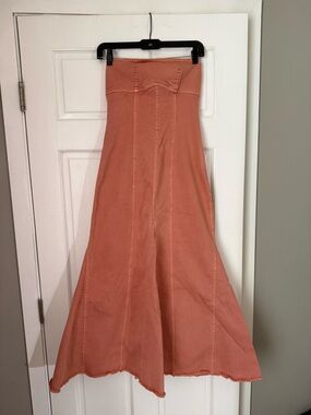 Anthropologie Pilcro Dusty Coral Strapless Maxi Dress